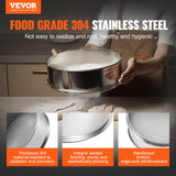 Food Storage: VEVOR Flour Sieve Fine Mesh, 80 Mesh Flour Sifter, 304 Stainless Steel Fine Mesh Sifter Food-grade, Dia. 12.6" Fine Mesh Strainers for Baking, 5 Sizes Mesh hole for Mungbean, Rice, Flour, Pearl Powder