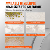 Food Storage: VEVOR Flour Sieve Fine Mesh, 80 Mesh Flour Sifter, 304 Stainless Steel Fine Mesh Sifter Food-grade, Dia. 12.6" Fine Mesh Strainers for Baking, 5 Sizes Mesh hole for Mungbean, Rice, Flour, Pearl Powder