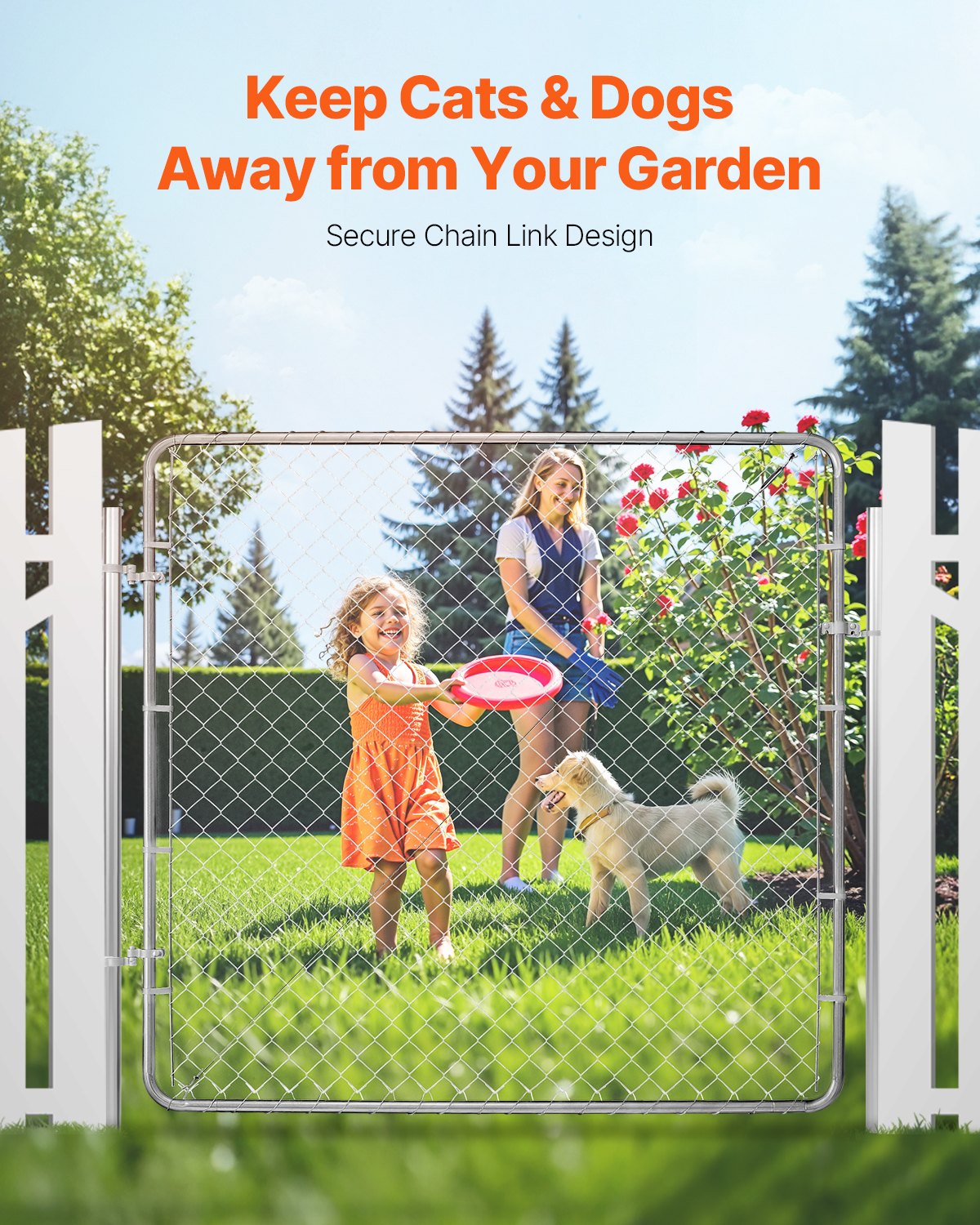 Fence & Gate Accessories: VEVOR Chain Link Fence Gate, 70 x 72 in, Adjustable Chain Link Fence Panel, Fit 3 ft (W) x 4 ft (H) Garden Fence Gate Opening, Rust-Resistant Galvanized Fencing Gate for Farm Posts Not Included
