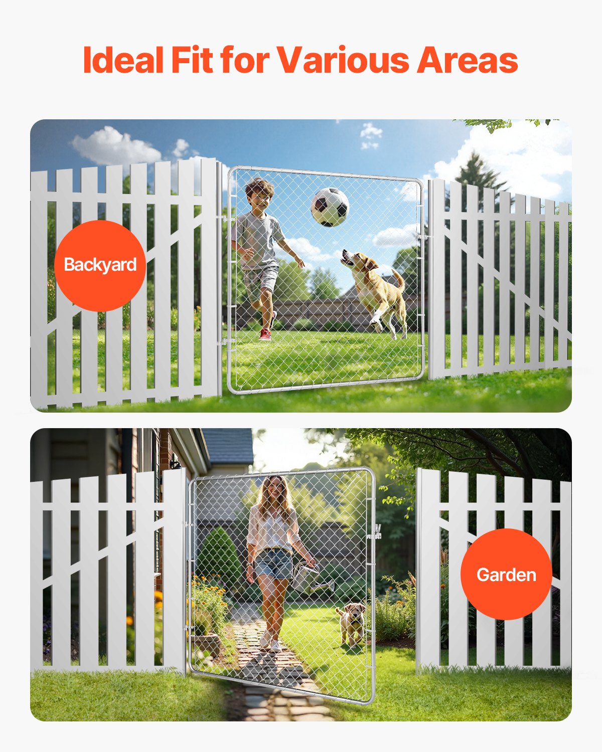 Fence & Gate Accessories: VEVOR Chain Link Fence Gate, 70 x 72 in, Adjustable Chain Link Fence Panel, Fit 3 ft (W) x 4 ft (H) Garden Fence Gate Opening, Rust-Resistant Galvanized Fencing Gate for Farm Posts Not Included