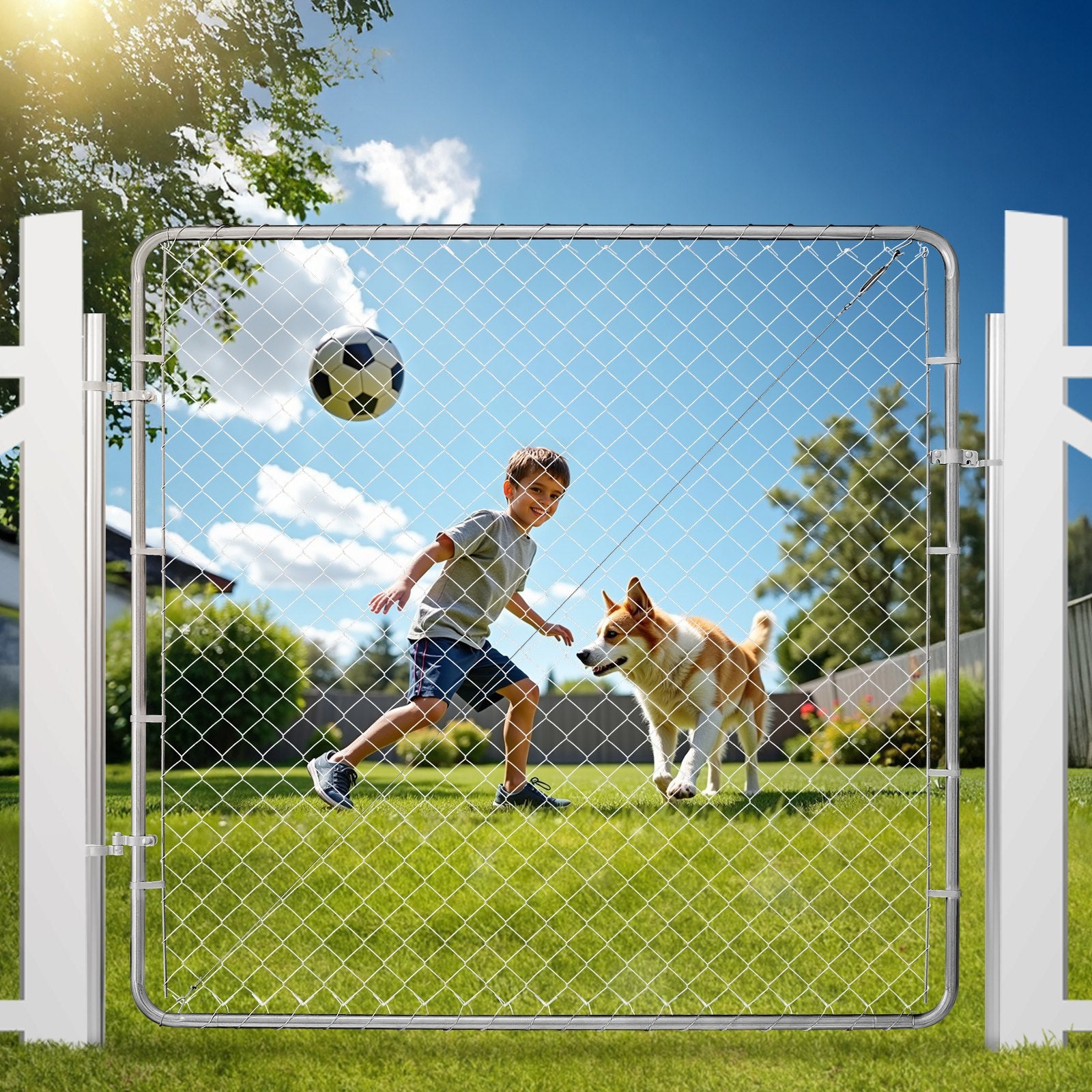 Fence & Gate Accessories: VEVOR Chain Link Fence Gate, 70 x 72 in, Adjustable Chain Link Fence Panel, Fit 3 ft (W) x 4 ft (H) Garden Fence Gate Opening, Rust-Resistant Galvanized Fencing Gate for Farm Posts Not Included