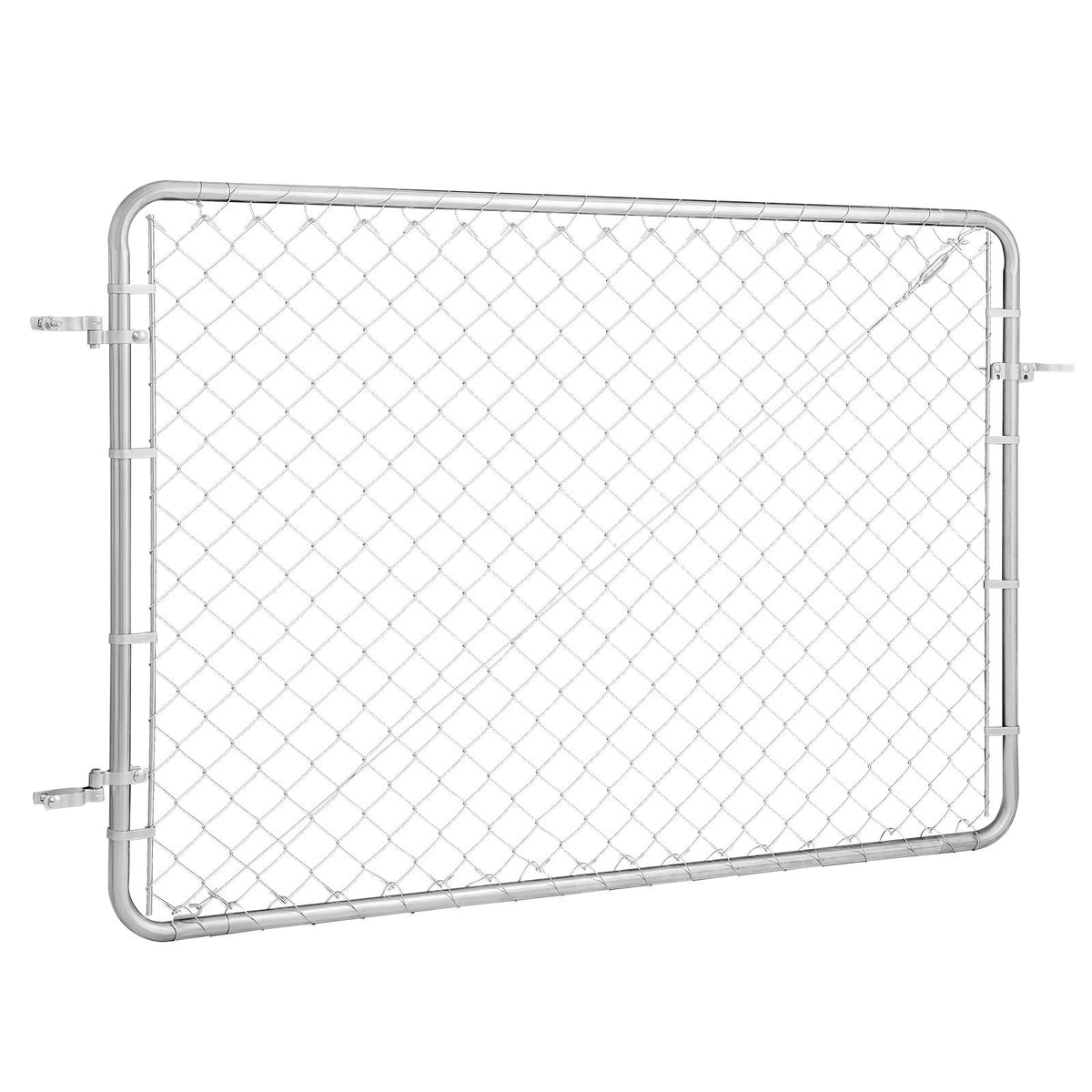 Chain Link Fence Gate, 183 x 122 cm, Adjustable Chain Link Fence Panel, Fit 67-183 cm (W) x 183 cm (H) Garden Fence Gate Opening, Rust-Resistant Galvanized Fencing Gate for Farm, Posts Not Included