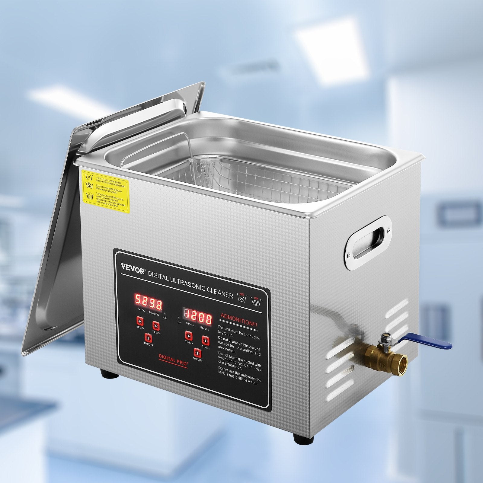Ultrasonic Cleaner with Digital Timer & Heater, Professional Ultra Sonic Jewelry Cleaner, Stainless Steel Heated Cleaning Machine for Glasses Watch Rings Small Parts Circuit Board (10L)