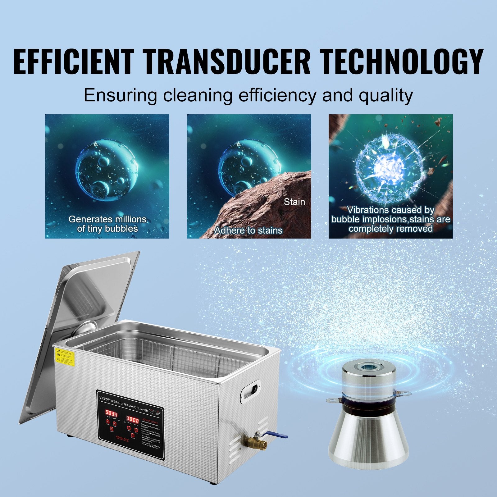 Jewellery Cleaners: VEVOR 22L Ultrasonic Cleaner with Timer Heating Machine Digital Sonic Cleaner