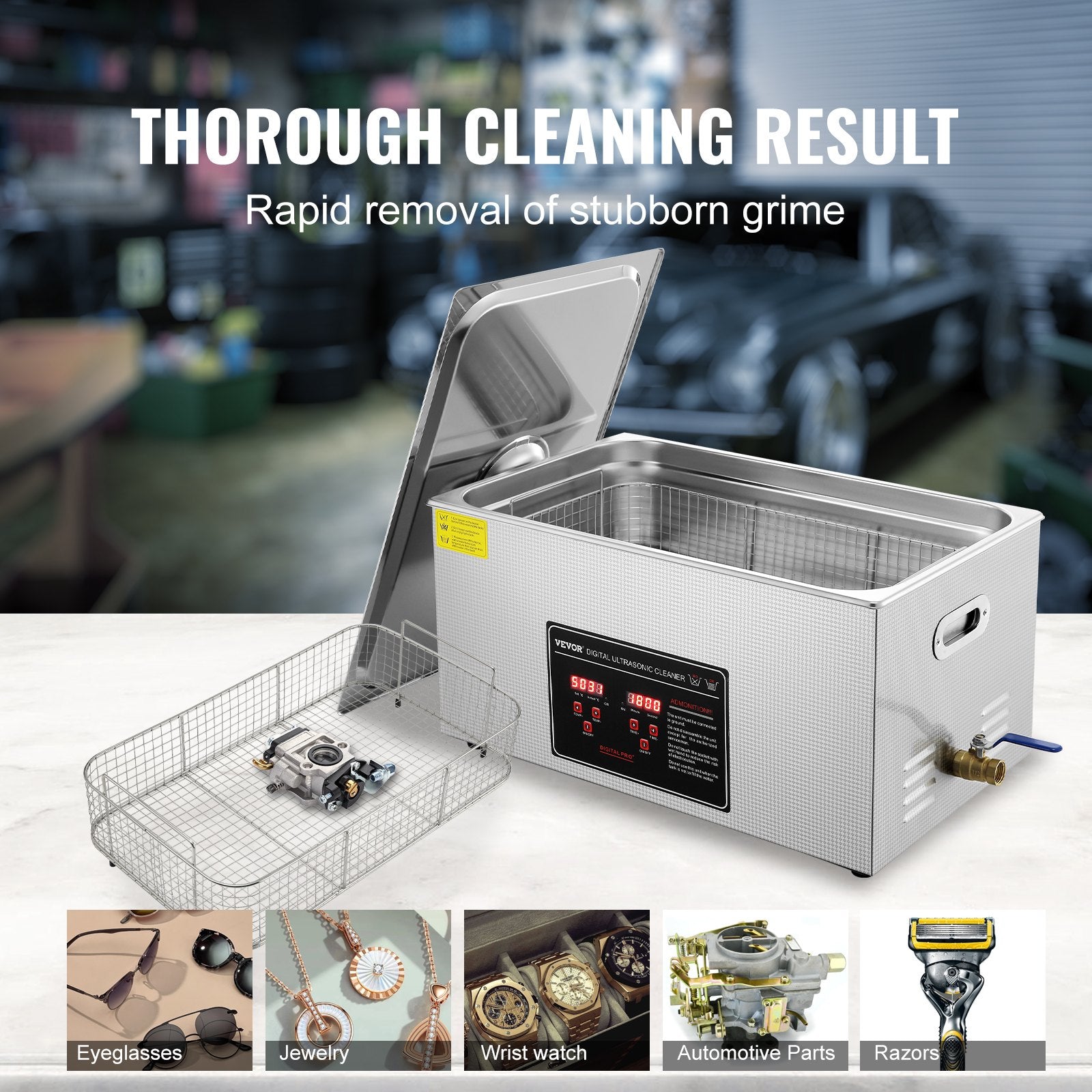 Jewellery Cleaners: VEVOR 22L Ultrasonic Cleaner with Timer Heating Machine Digital Sonic Cleaner