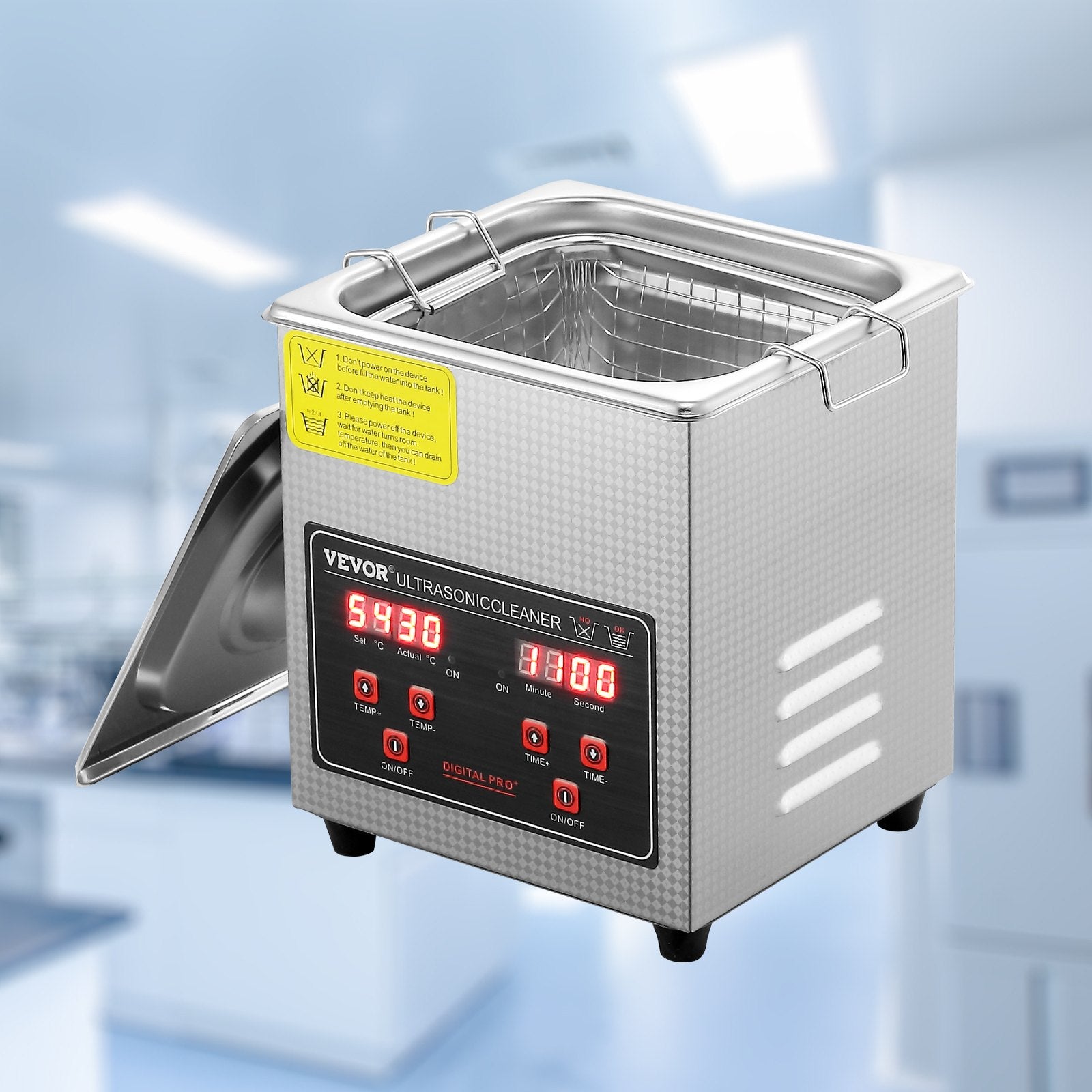 Ultrasonic Cleaner with Digital Timer & Heater, Professional Ultra Sonic Jewelry Cleaner, Stainless Steel Heated Cleaning Machine for Glasses Watch Rings Small Parts Circuit Board (2L)