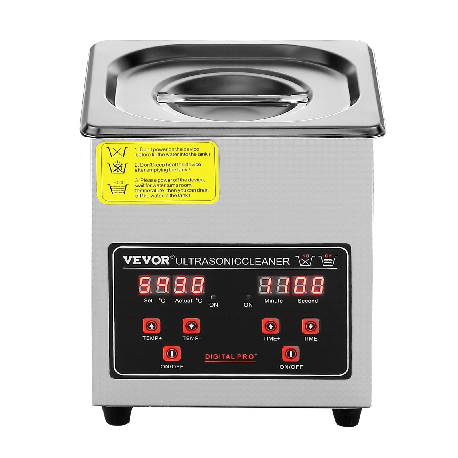 Ultrasonic Cleaner with Digital Timer & Heater, Professional Ultra Sonic Jewelry Cleaner, Stainless Steel Heated Cleaning Machine for Glasses Watch Rings Small Parts Circuit Board (2L)