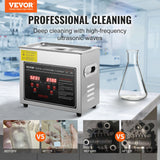 Gardening Tools: VEVOR Ultrasonic Cleaner with Digital Timer & Heater, Professional Ultra Sonic Jewelry Cleaner, Stainless Steel Heated Cleaning Machine for Glasses Watch Rings Small Parts Circuit Board (3L)