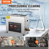Gardening Tools: VEVOR Ultrasonic Cleaner with Digital Timer & Heater, Professional Ultra Sonic Jewelry Cleaner, Stainless Steel Heated Cleaning Machine for Glasses Watch Rings Small Parts Circuit Board (6L)