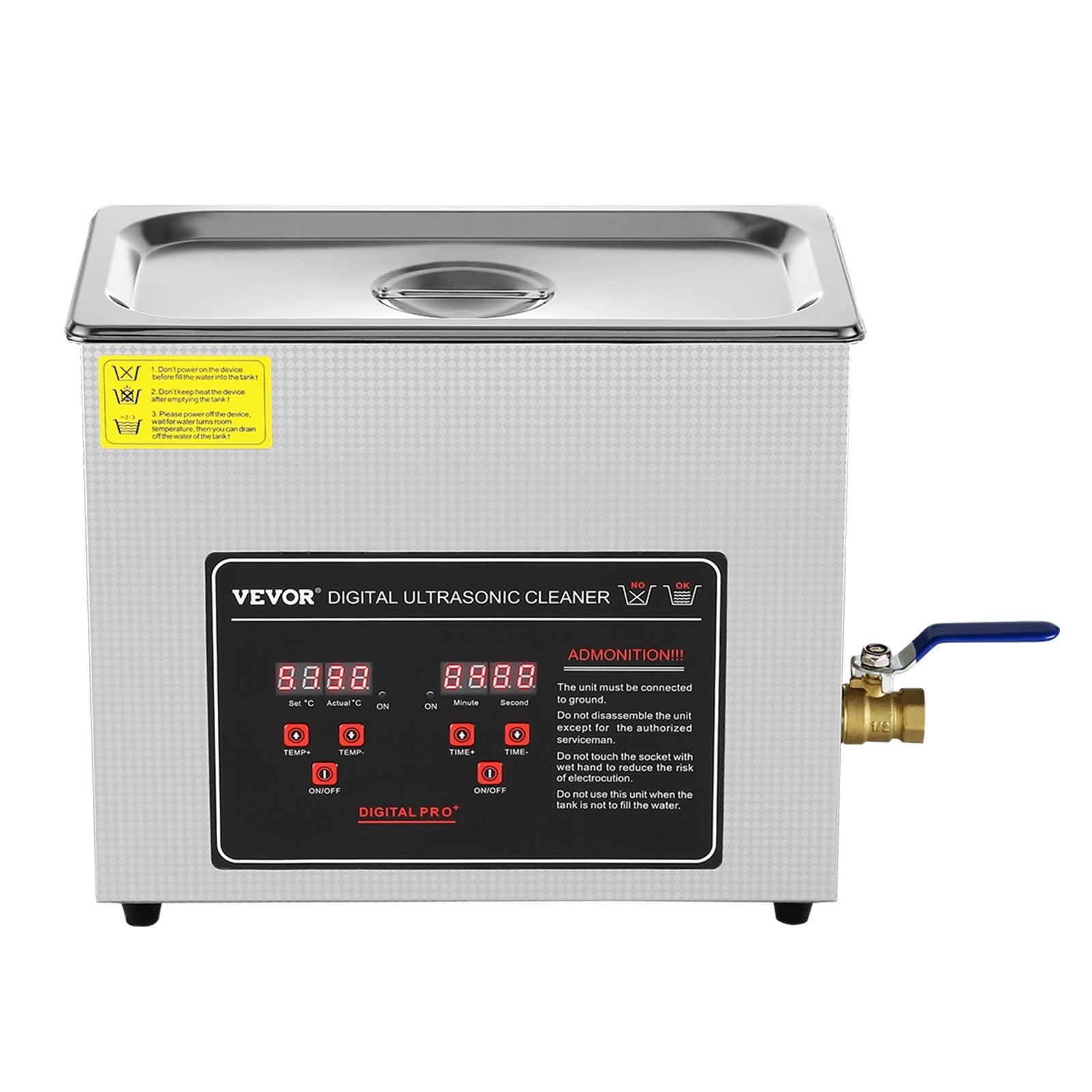Gardening Tools: VEVOR Ultrasonic Cleaner with Digital Timer & Heater, Professional Ultra Sonic Jewelry Cleaner, Stainless Steel Heated Cleaning Machine for Glasses Watch Rings Small Parts Circuit Board (6L)