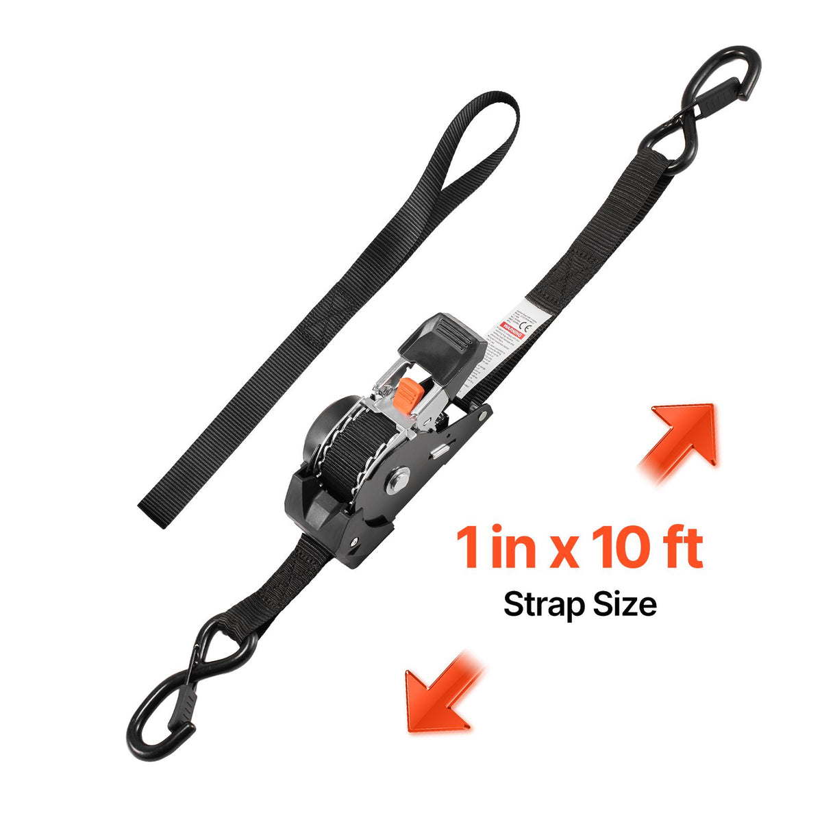 Retractable Ratchet Straps, 25.4 mm x 3 m, Tie Down Straps with S Hooks, 544 kg Break Strength, 4 Soft Loops, Tie Down Ratcheting for Moving, Trailers, Motorcycles, Kayaks, Car Roof, 4 Pack