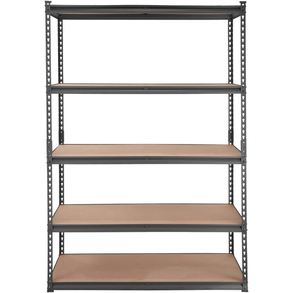 VEVOR Storage Shelving Unit, 5-Tier Adjustable, 907 kg Capacity, Heavy Duty Garage Shelves Metal Organizer Utility Rack, Black, 122L x 61W x 183H cm for Kitchen Pantry Basement Bathroom Laundry Closet