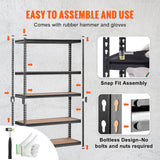 VEVOR Storage Shelving Unit, 5-Tier Adjustable, 907 kg Capacity, Heavy Duty Garage Shelves Metal Organizer Utility Rack, Black, 122L x 61W x 183H cm for Kitchen Pantry Basement Bathroom Laundry Closet