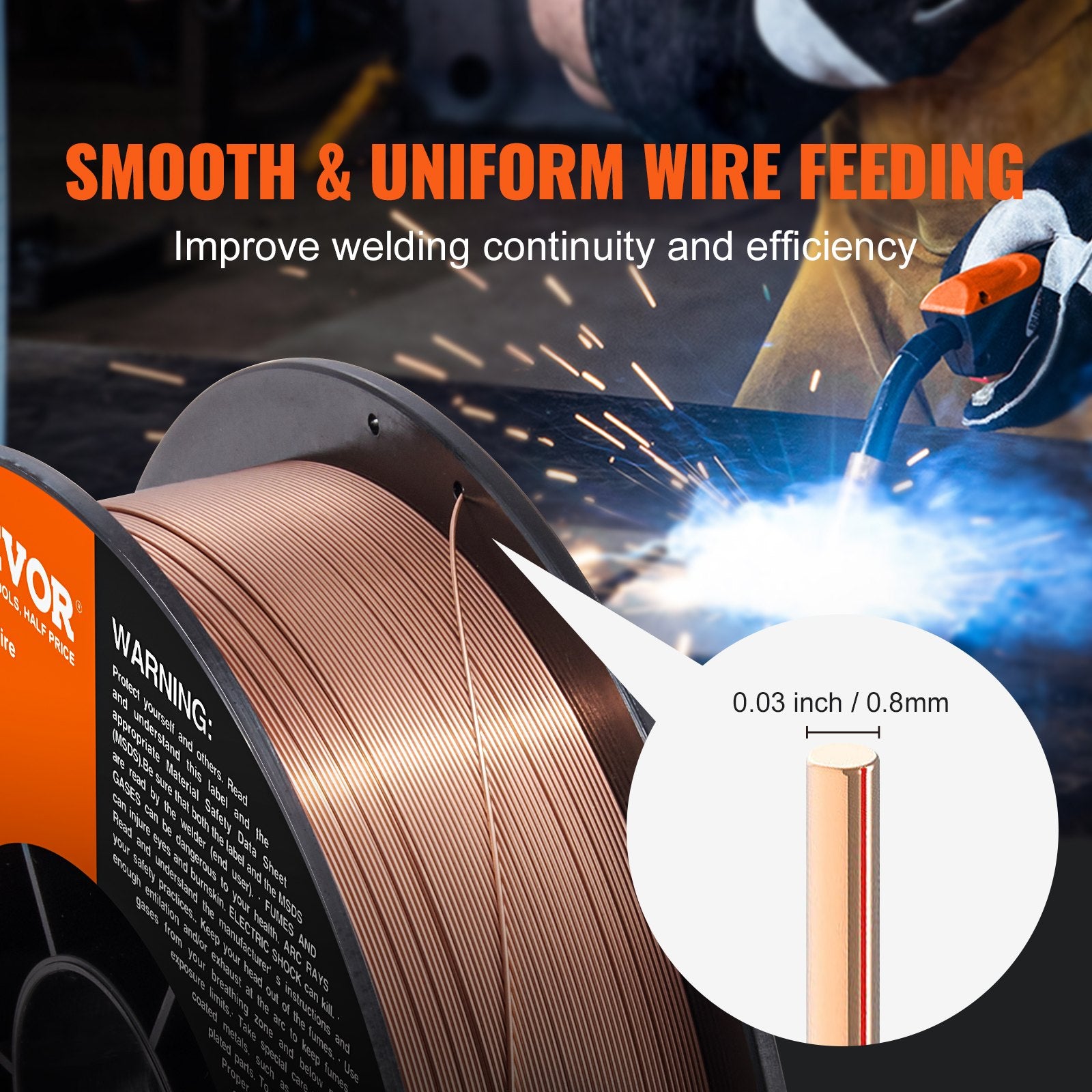Automotive Repair & Speciality Tools: VEVOR Solid MIG Welding Wire, ER70S-6 0.030-inch 11LBS with Low Splatter and High Levels of Deoxidizers for All Position Gas Welding