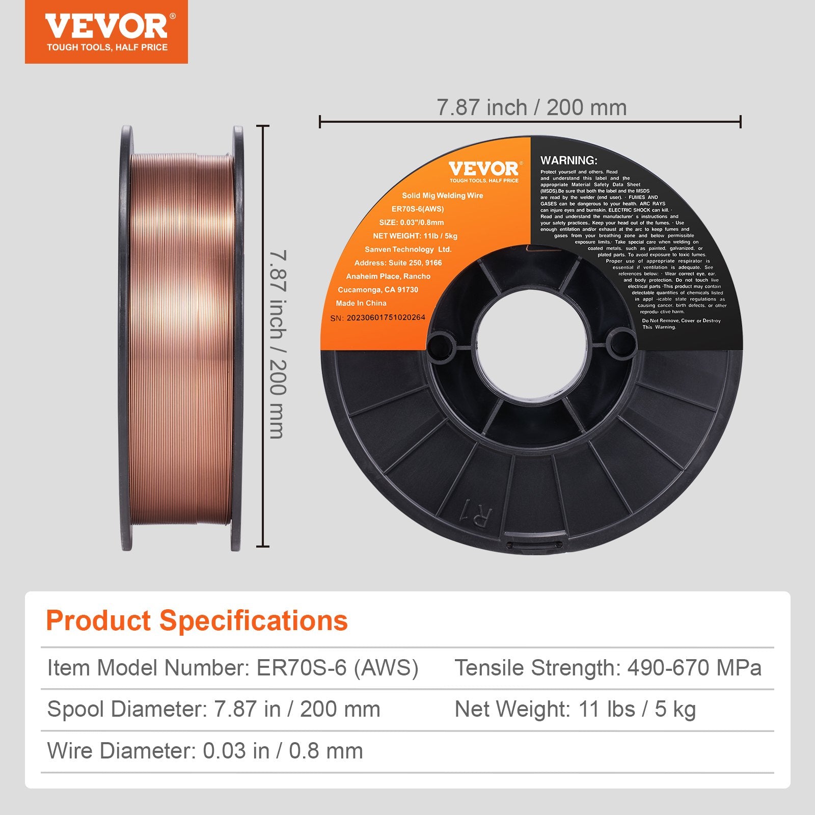 Automotive Repair & Speciality Tools: VEVOR Solid MIG Welding Wire, ER70S-6 0.030-inch 11LBS with Low Splatter and High Levels of Deoxidizers for All Position Gas Welding