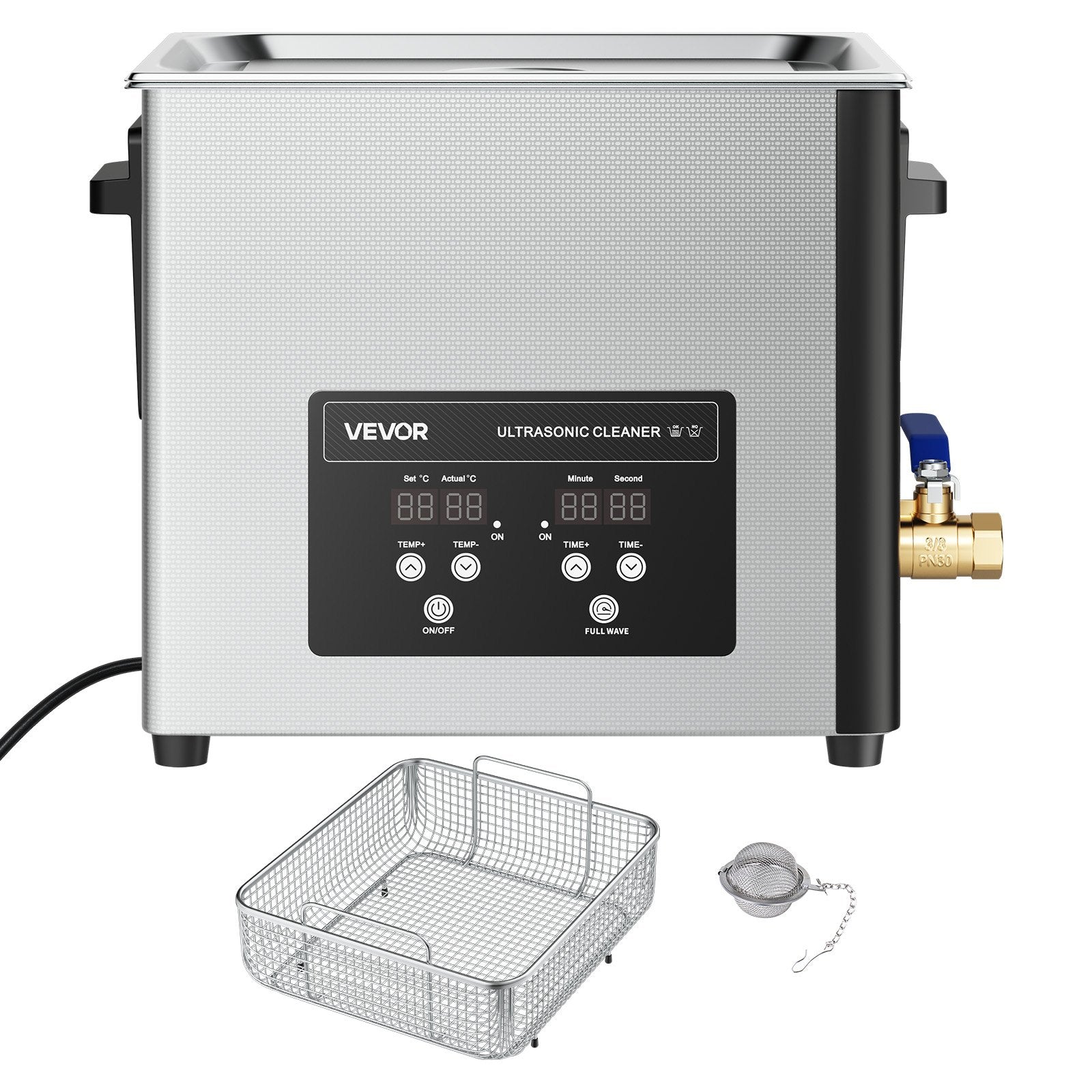 15L Ultrasonic Cleaner, Professional Ultrasonic Cleaner Machine with Cleaning Basket & Digital Display, 240W Stainless Steel 40kHz Industrial Cleaning Machine for Parts, Carburetors, Instruments