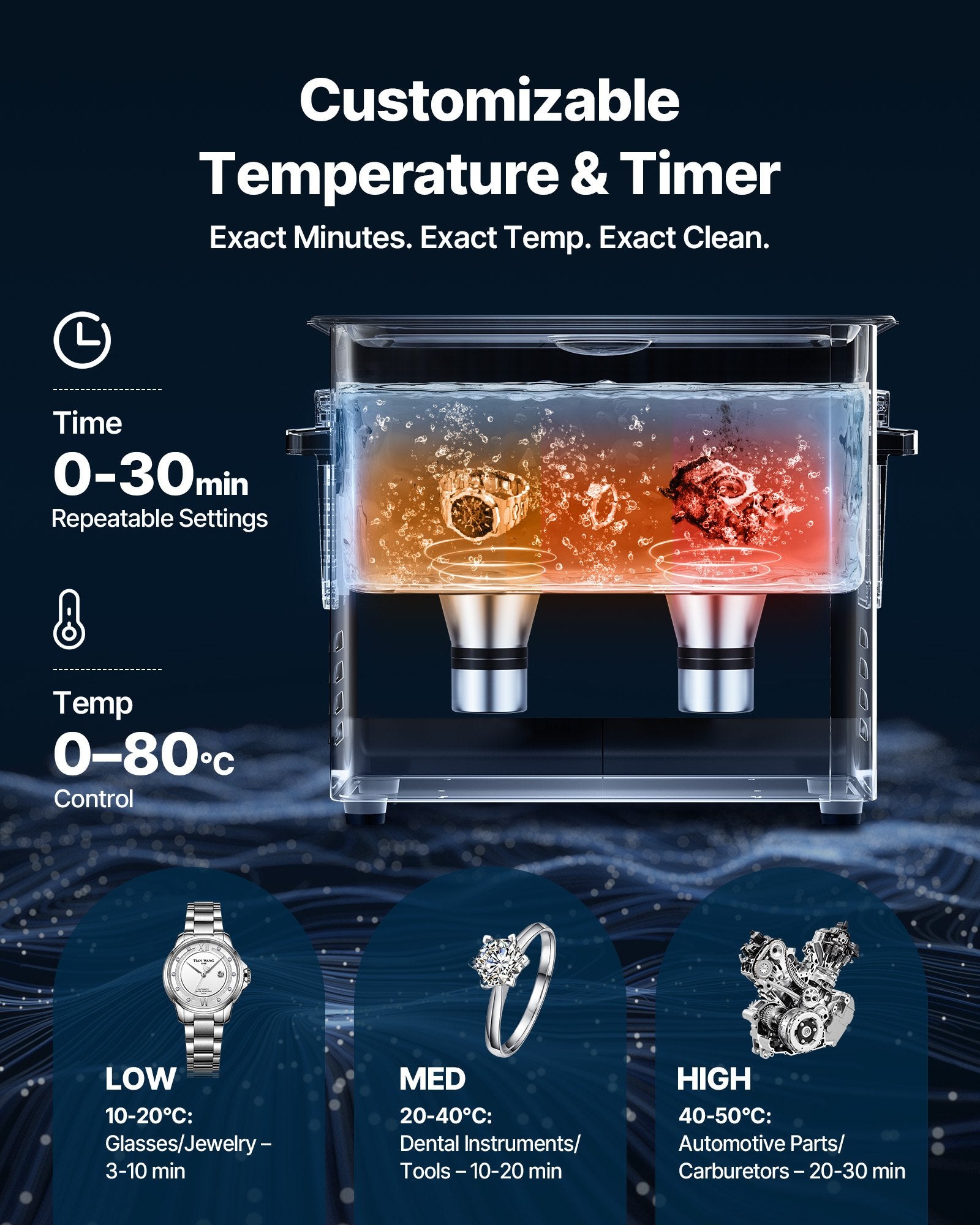 Jewellery Cleaners: VEVOR 6L Ultrasonic Cleaner, Professional Ultrasonic Cleaner Machine with Cleaning Basket & Digital Display, 120W Stainless Steel 40kHz Cleaning Machine for Watches, Razors, Jewelry, Coins and More