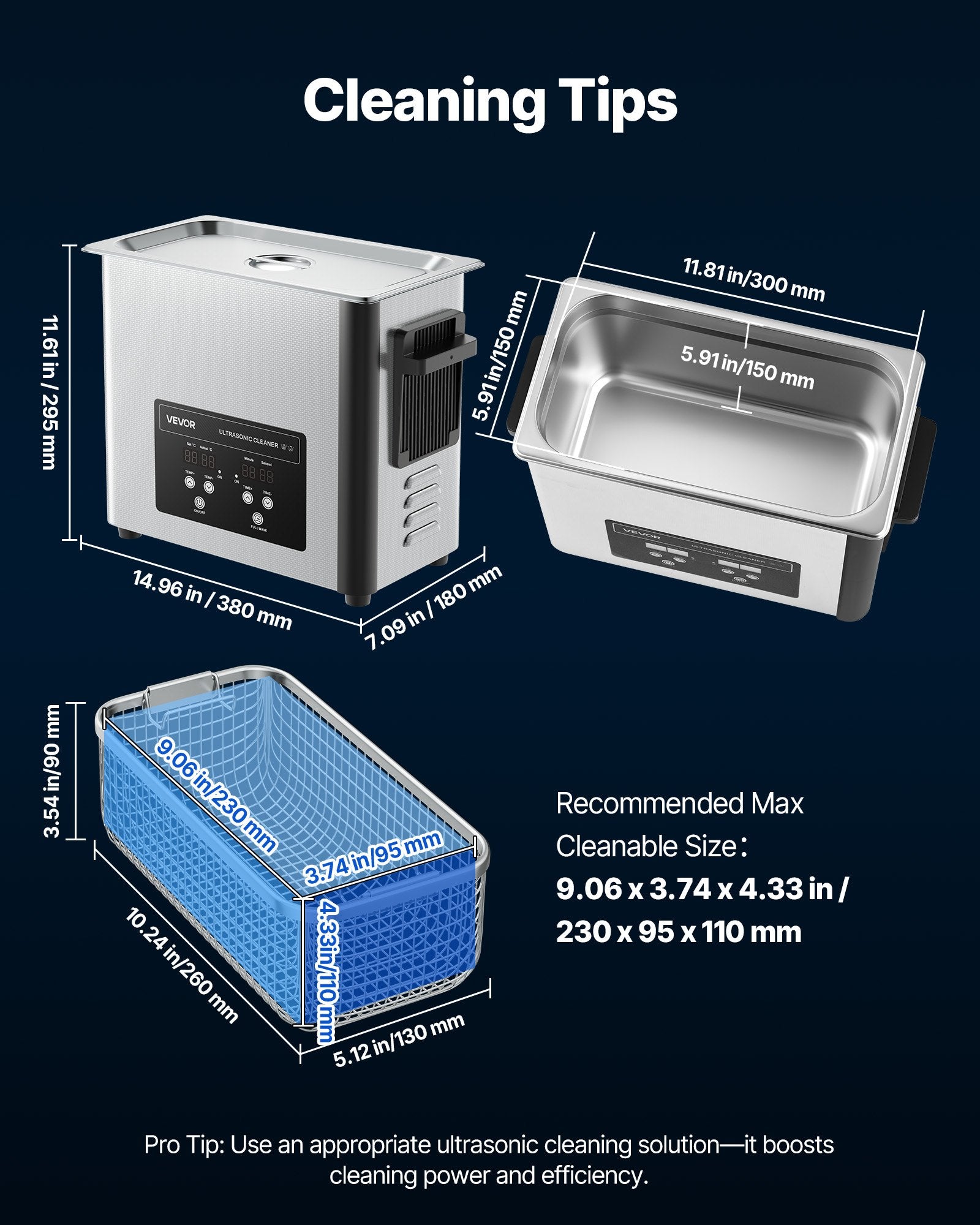 Jewellery Cleaners: VEVOR 6L Ultrasonic Cleaner, Professional Ultrasonic Cleaner Machine with Cleaning Basket & Digital Display, 120W Stainless Steel 40kHz Cleaning Machine for Watches, Razors, Jewelry, Coins and More