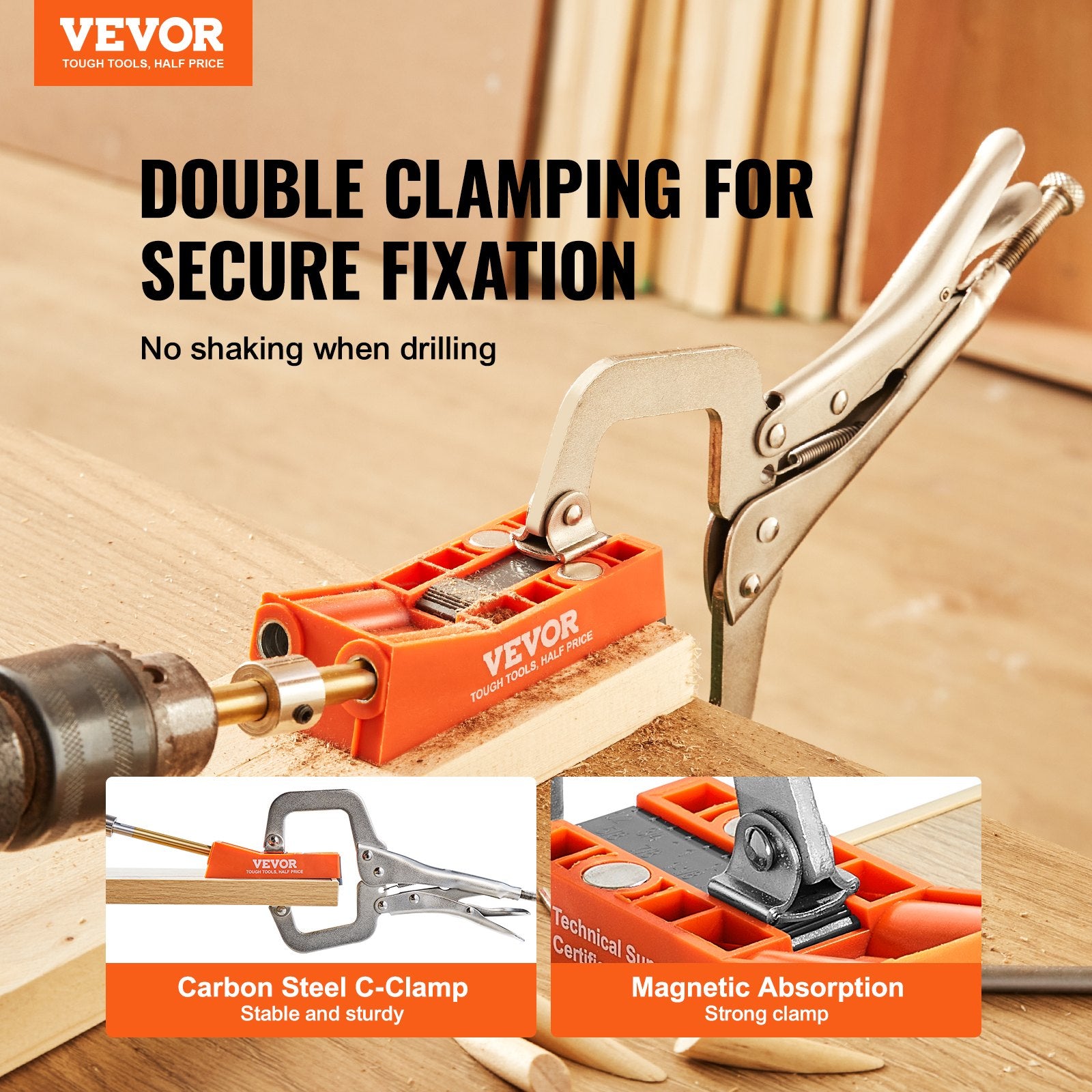 Power & Electrical Supplies: VEVOR Pocket Hole Jig, 56 Pcs Mini Jig Pocket Hole System with C-clamp, Step Drill, Wrench, Drill Stop Ring, Square Drive Bit, and Screws, for DIY Carpentry Projects