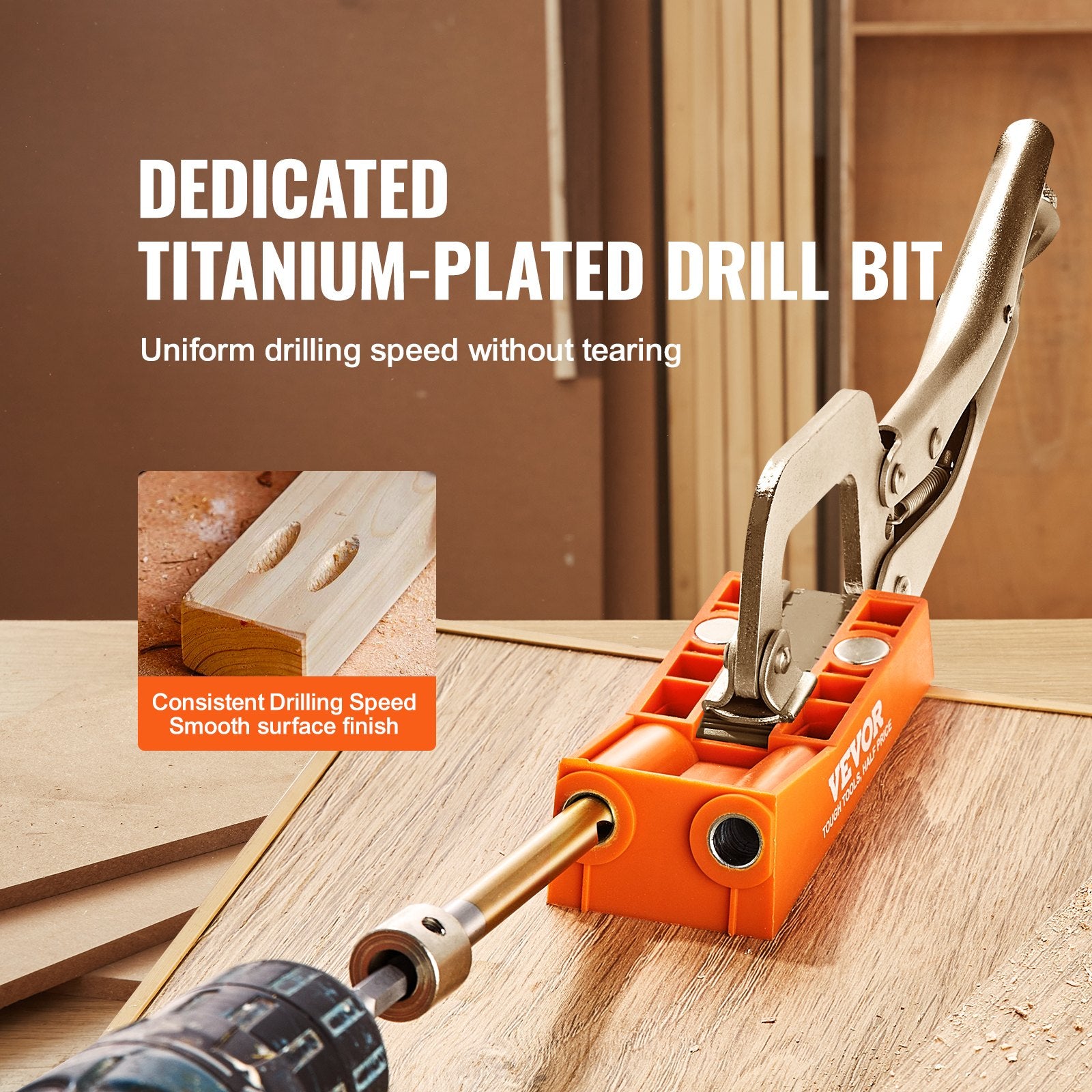Power & Electrical Supplies: VEVOR Pocket Hole Jig, 56 Pcs Mini Jig Pocket Hole System with C-clamp, Step Drill, Wrench, Drill Stop Ring, Square Drive Bit, and Screws, for DIY Carpentry Projects