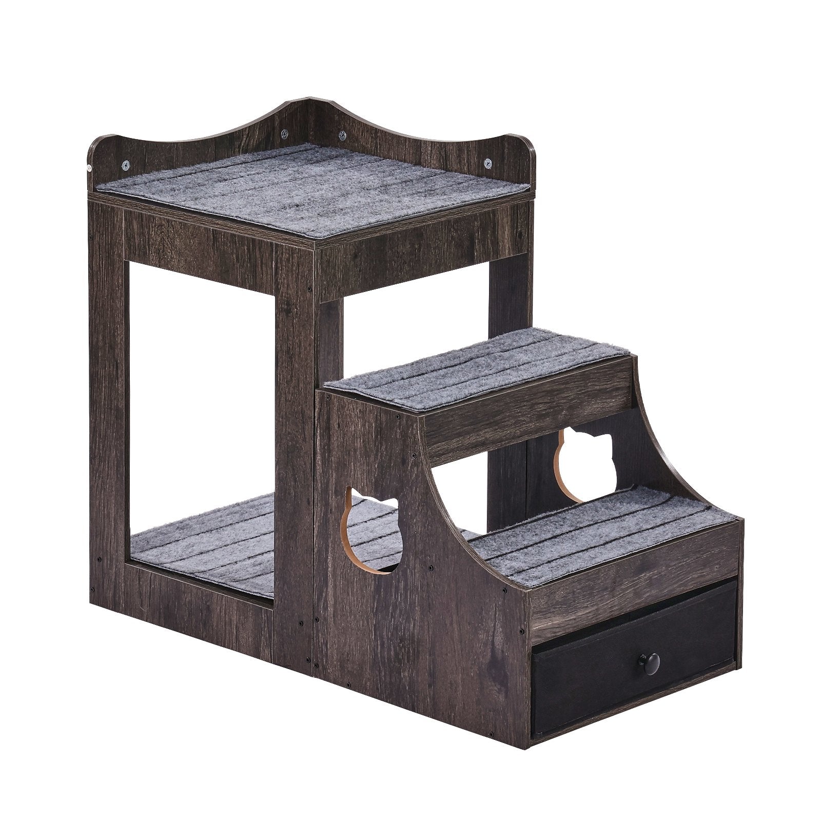Cat Furniture: VEVOR Pet Bunk Bed with Stairs Dog/Cat Window Perch with Storage Indoor Gray