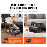 Cat Furniture: VEVOR Pet Bunk Bed with Stairs Dog/Cat Window Perch with Storage Indoor Gray