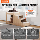 Cat Furniture: VEVOR Pet Bunk Bed with Stairs Dog/Cat Window Perch for Bedside Indoor Use