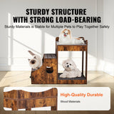 Cat Furniture: VEVOR Pet Bunk Bed with Stairs Dog/Cat Window Perch with Storage Indoor Brown