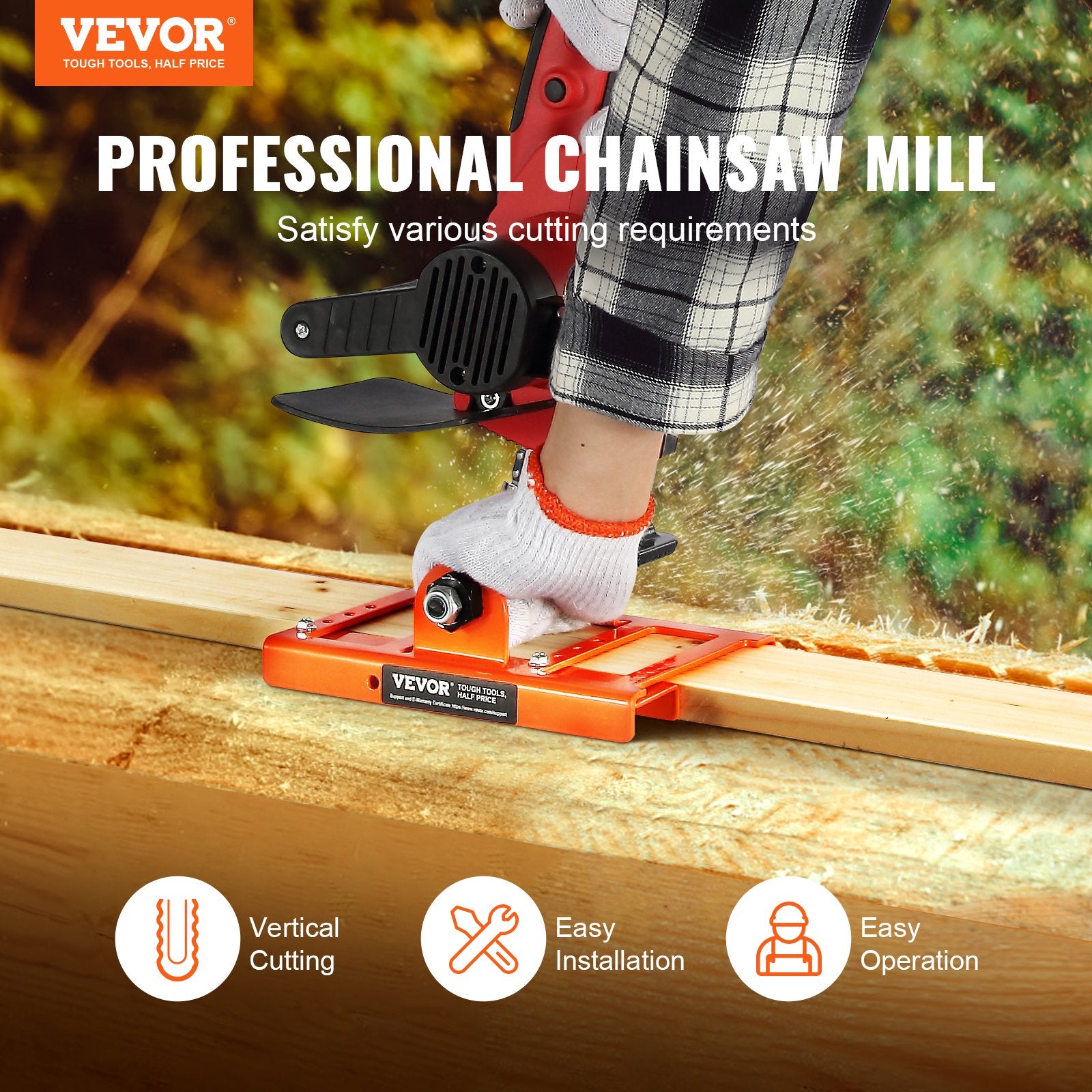 Chainsaws: VEVOR Chainsaw Mill, Vertical Lumber Cutting Guide with 5.1-15.2cm Cutting Width, Cast Iron Portable Timber Chainsaw Attachment, Lightweight Wood Timber Milling Attachment for Builders and Woodworkers