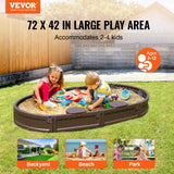 Outdoor Play Equipment: VEVOR Sandbox with Cover, 72 x 41.5 x 9.1 in Oval Sand Box, HDPE Sand Pit with 4 Corner Seating and Bottom Liner, Kids Sandbox for Outdoor Backyard, Beach, Park, Gift for Boys Girls Ages 3-12, Brown