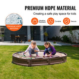 Outdoor Play Equipment: VEVOR Sandbox with Cover, 72 x 41.5 x 9.1 in Oval Sand Box, HDPE Sand Pit with 4 Corner Seating and Bottom Liner, Kids Sandbox for Outdoor Backyard, Beach, Park, Gift for Boys Girls Ages 3-12, Brown