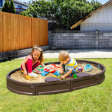 Outdoor Play Equipment: VEVOR Sandbox with Cover, 72 x 41.5 x 9.1 in Oval Sand Box, HDPE Sand Pit with 4 Corner Seating and Bottom Liner, Kids Sandbox for Outdoor Backyard, Beach, Park, Gift for Boys Girls Ages 3-12, Brown