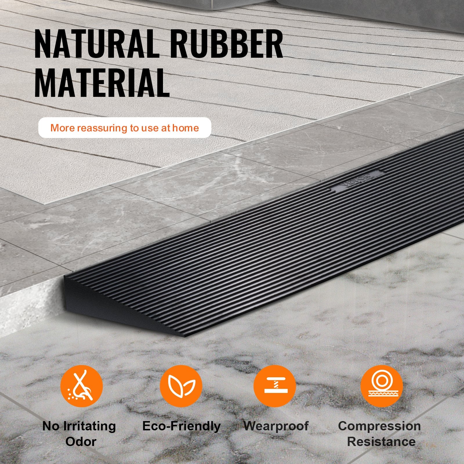 Dog Steps & Ramps: VEVOR 4 cm Rise Cuttable Threshold Ramp for Sweeping Robot, 90 cm Wide Natural Rubber Wheelchair Ramp, Non-Slip Solid Rubber Ramp with Double-Sided Tape for Doorways, Driveways, Bathroom, Smooth Tile