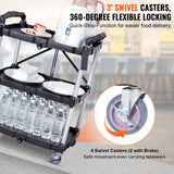 Cat Litter: VEVOR Foldable Utility Service Cart, 3 Shelf 165LBS Heavy Duty Plastic Rolling Cart with Lockable Wheels, Ergonomic Handle, Portable Garage Tool Cart for Warehouse/Office/Home(25.62"x15.43"x32.76")