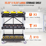 Cat Litter: VEVOR Foldable Utility Service Cart, 3 Shelf 165LBS Heavy Duty Plastic Rolling Cart with Lockable Wheels, Ergonomic Handle, Portable Garage Tool Cart for Warehouse/Office/Home(25.62"x15.43"x32.76")