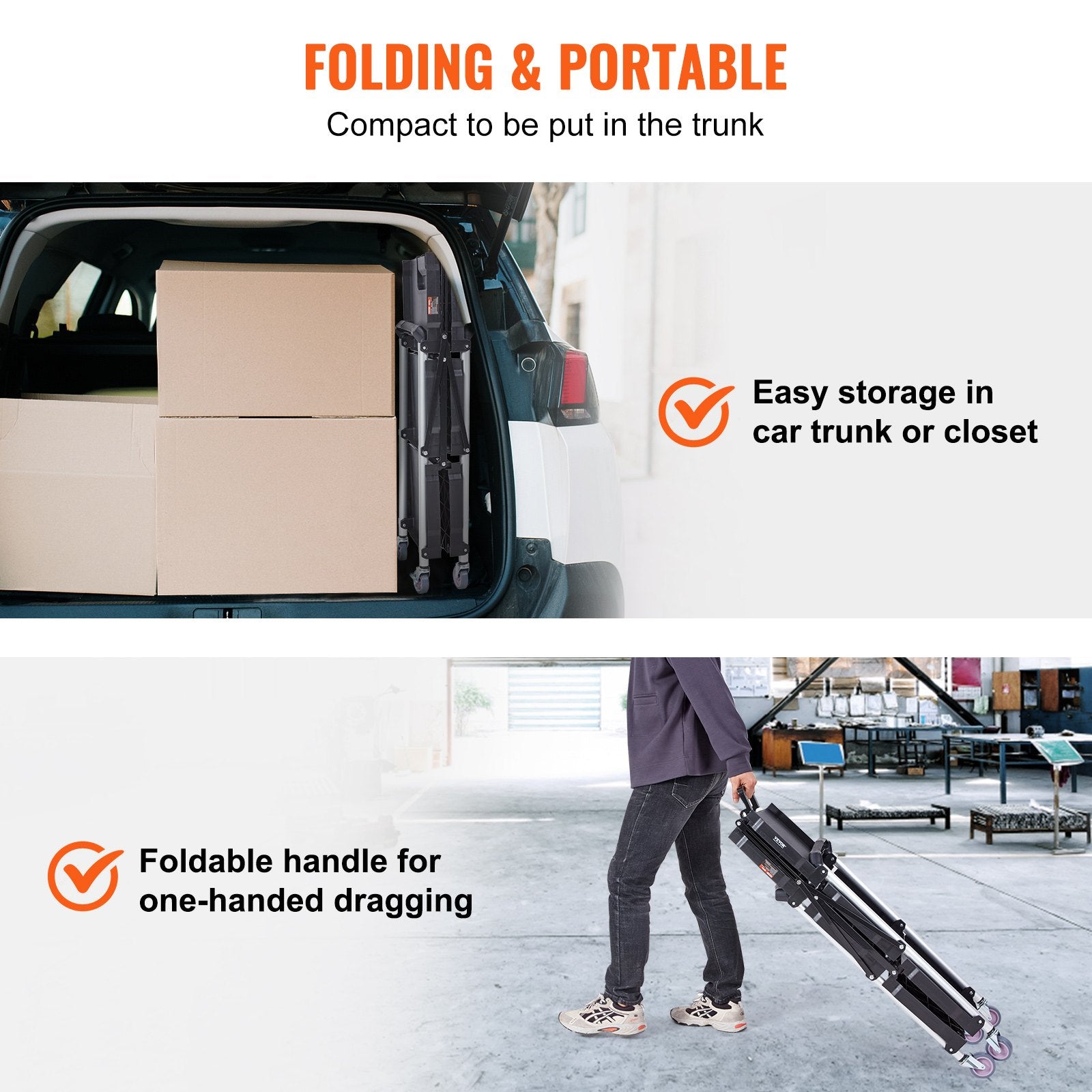 Cat Litter: VEVOR Foldable Utility Service Cart, 3 Shelf 165LBS Heavy Duty Plastic Rolling Cart with Lockable Wheels, Ergonomic Handle, Portable Garage Tool Cart for Warehouse/Office/Home(25.62"x15.43"x32.76")