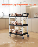 Cat Litter: VEVOR Utility Cart, 300 lbs Load Capacity, 3-tier Utility Plastic Cart with 360° Swivel Wheels (2 with Brakes), 24.4 x 16.1-inch Food Service Cart for Warehouse, Office, Home, Restaurant, Kitchen