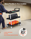 Cat Litter: VEVOR Utility Cart, 300 lbs Load Capacity, 3-tier Utility Plastic Cart with 360° Swivel Wheels (2 with Brakes), 24.4 x 16.1-inch Food Service Cart for Warehouse, Office, Home, Restaurant, Kitchen
