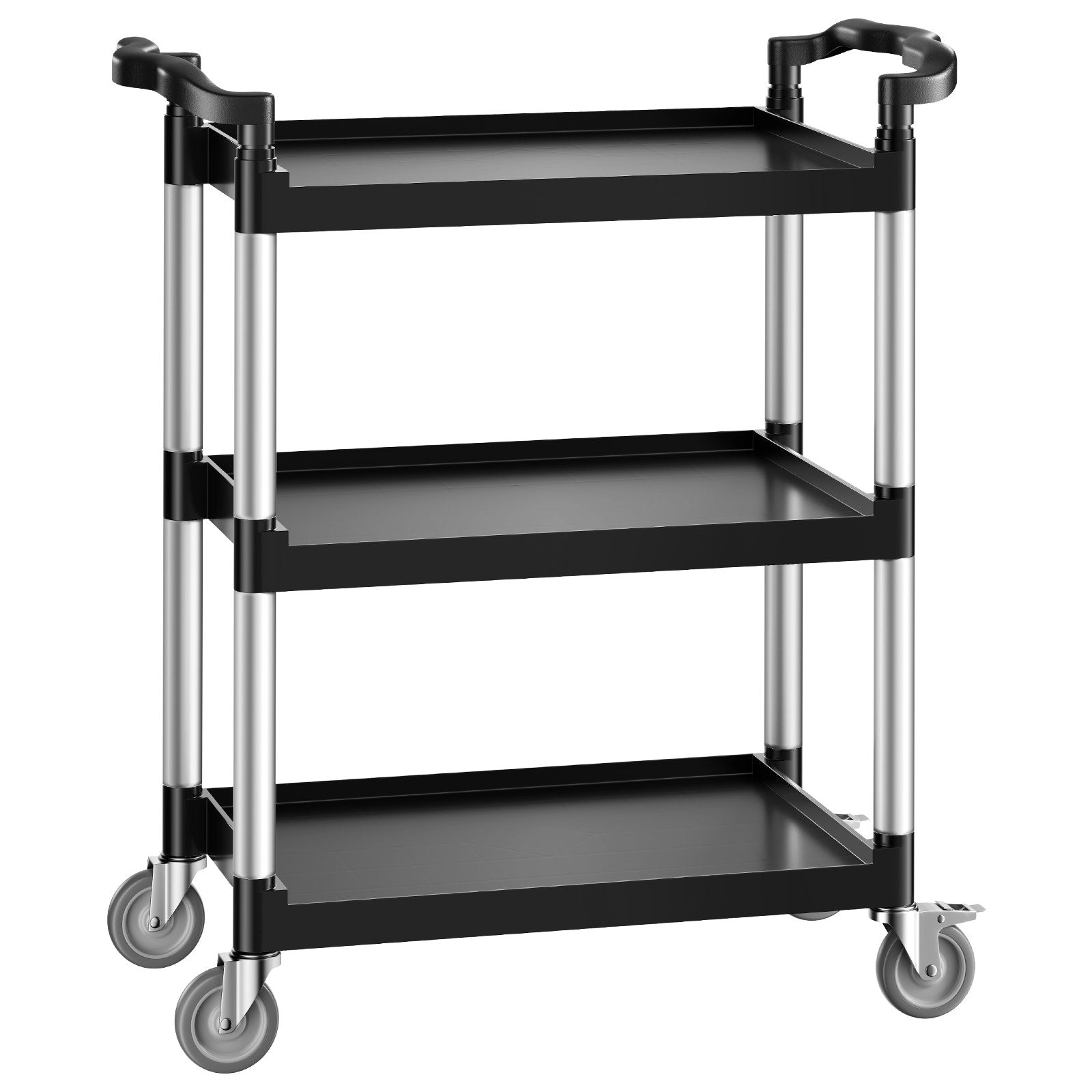Cat Litter: VEVOR Utility Cart, 300 lbs Load Capacity, 3-tier Utility Plastic Cart with 360° Swivel Wheels (2 with Brakes), 24.4 x 16.1-inch Food Service Cart for Warehouse, Office, Home, Restaurant, Kitchen