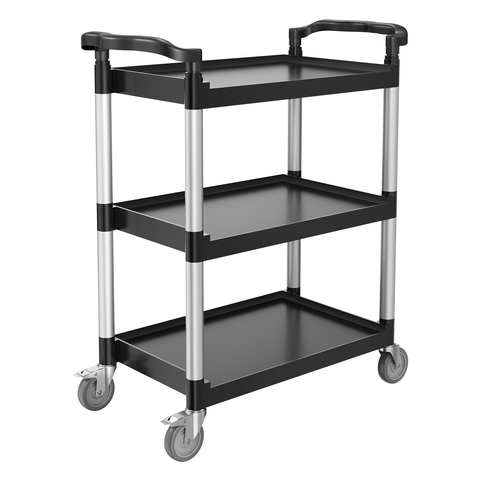 Cat Litter: VEVOR Utility Cart, 300 lbs Load Capacity, 3-tier Utility Plastic Cart with 360° Swivel Wheels (2 with Brakes), 24.4 x 16.1-inch Food Service Cart for Warehouse, Office, Home, Restaurant, Kitchen