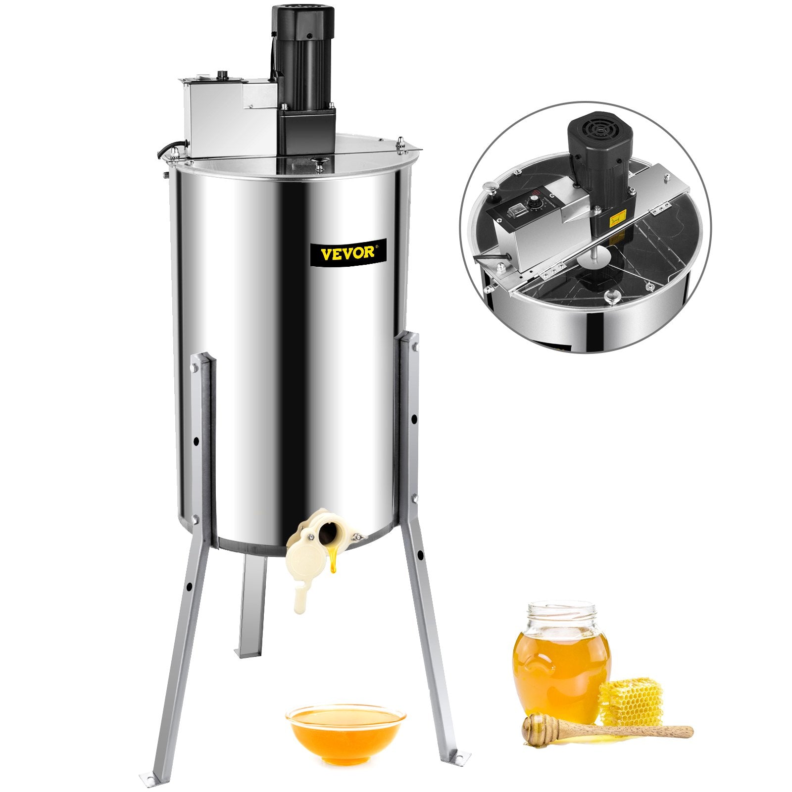 Farm Equipment: VEVOR 3/6 Frame Electric Honey Extractor Beekeeping Stainless Steel W/ 3 Legs