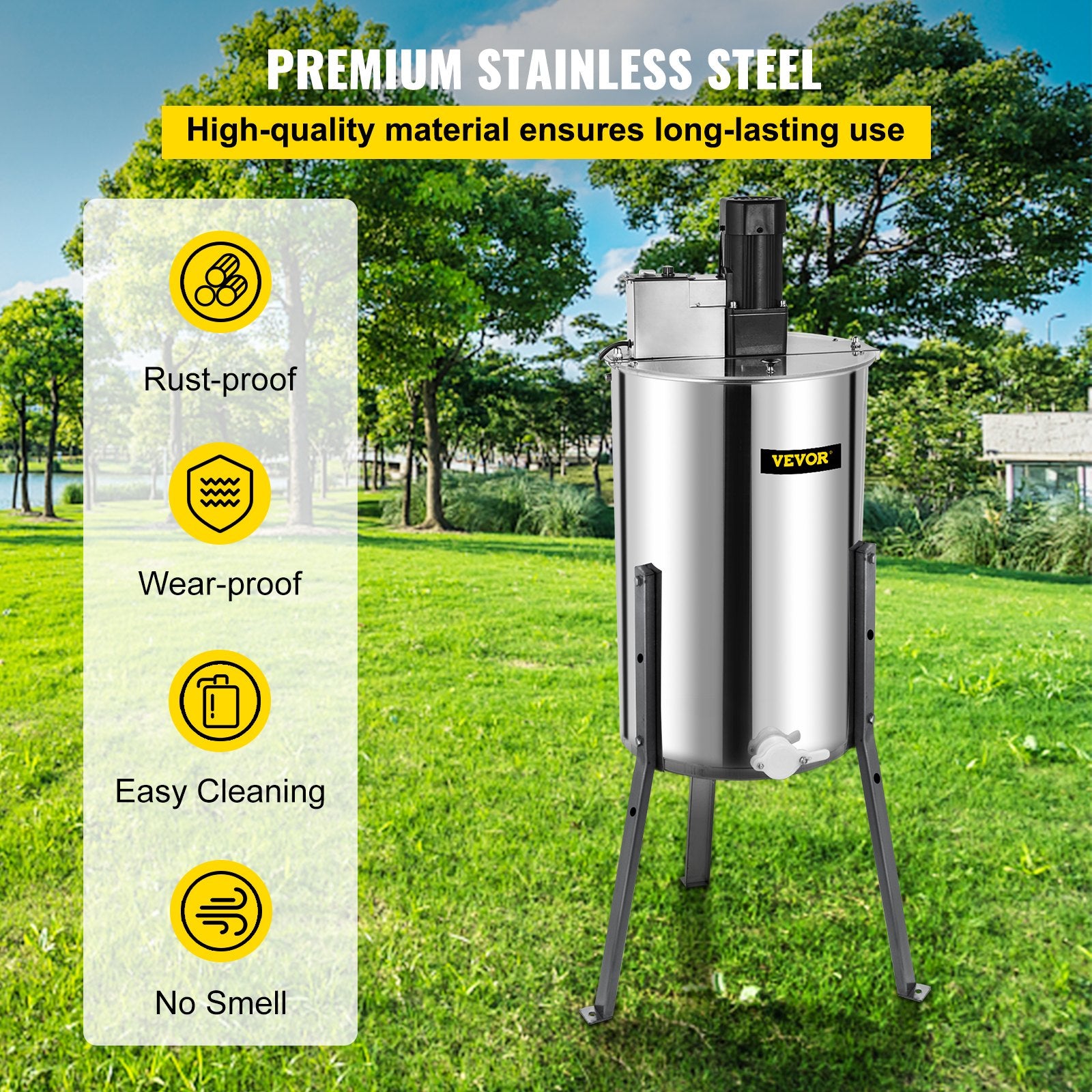 Farm Equipment: VEVOR 3/6 Frame Electric Honey Extractor Beekeeping Stainless Steel W/ 3 Legs