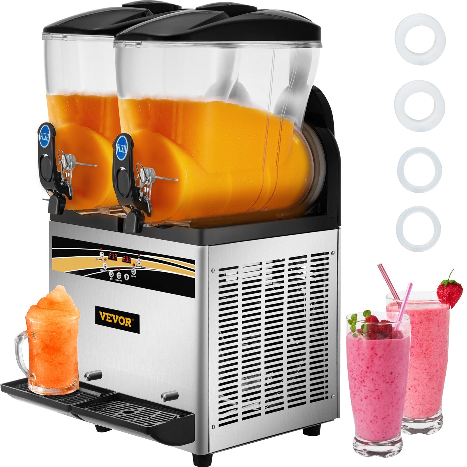 Food Storage: VEVOR Commercial Slush Machine Margarita Slush Maker 2x15L Frozen Drink Machine