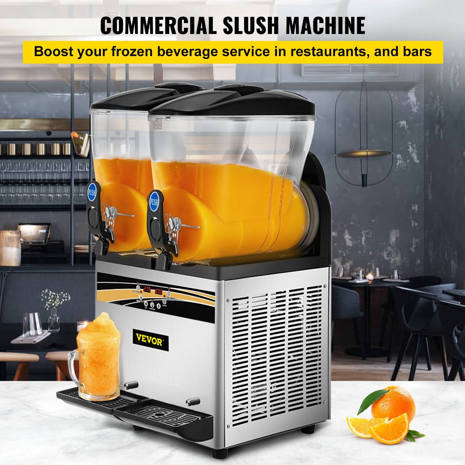 Food Storage: VEVOR Commercial Slush Machine Margarita Slush Maker 2x15L Frozen Drink Machine