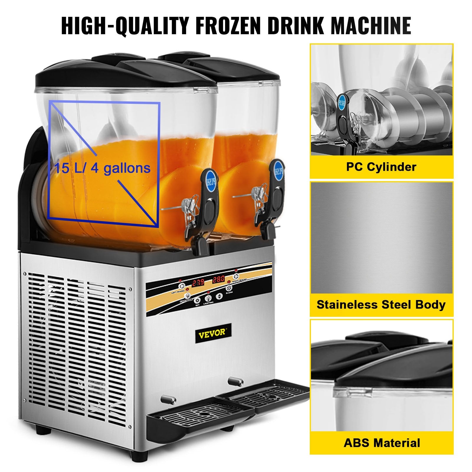 Food Storage: VEVOR Commercial Slush Machine Margarita Slush Maker 2x15L Frozen Drink Machine
