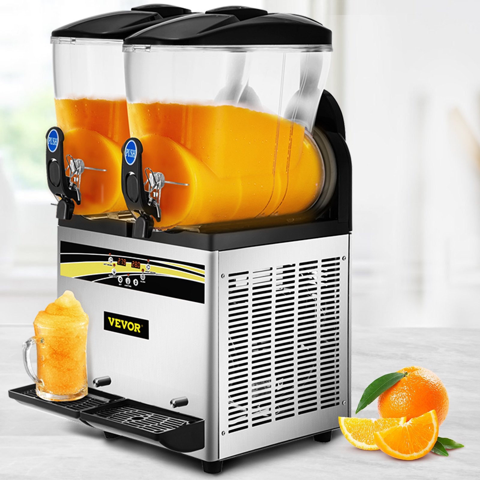 Food Storage: VEVOR Commercial Slush Machine Margarita Slush Maker 2x15L Frozen Drink Machine