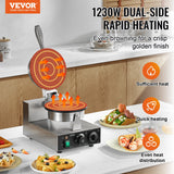 Food Warmers & Chafing Dishes: VEVOR Electric Ice Cream Cone Maker, Commercial 1230W Waffle Cone Machine, Non-Stick Stainless Steel Egg Roll Mold, with Temperature and Time Control, Handle, for Restaurant Bakery Snack Bar Family