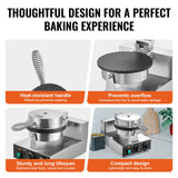 Food Warmers & Chafing Dishes: VEVOR Electric Ice Cream Cone Maker, Commercial 1230W Waffle Cone Machine, Non-Stick Stainless Steel Egg Roll Mold, with Temperature and Time Control, Handle, for Restaurant Bakery Snack Bar Family
