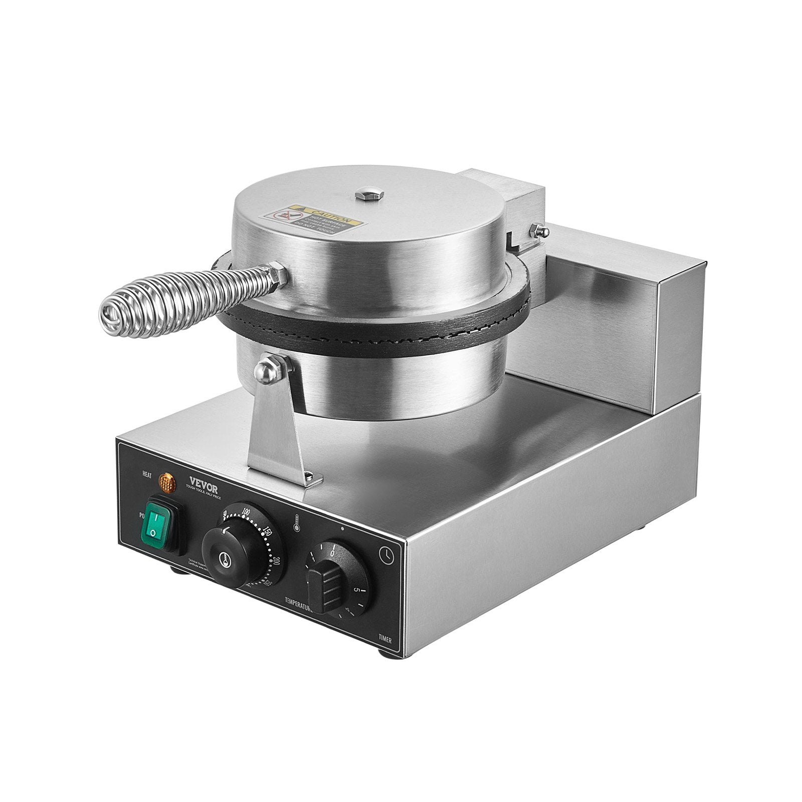 Food Warmers & Chafing Dishes: VEVOR Electric Ice Cream Cone Maker, Commercial 1230W Waffle Cone Machine, Non-Stick Stainless Steel Egg Roll Mold, with Temperature and Time Control, Handle, for Restaurant Bakery Snack Bar Family