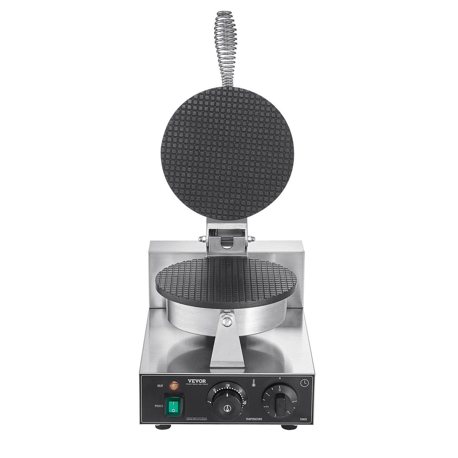 Food Warmers & Chafing Dishes: VEVOR Electric Ice Cream Cone Maker, Commercial 1230W Waffle Cone Machine, Non-Stick Stainless Steel Egg Roll Mold, with Temperature and Time Control, Handle, for Restaurant Bakery Snack Bar Family
